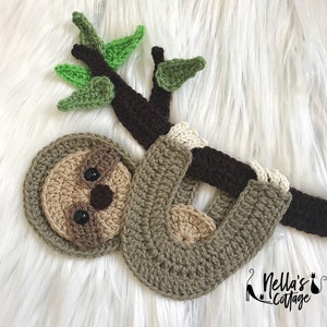 Crochet Pattern - INSTANT DOWNLOAD - Crochet Sloth - Sloth - Baby Sloth - Sloth Pattern - Appliqué Pattern - Sloths - Sloth Nursery