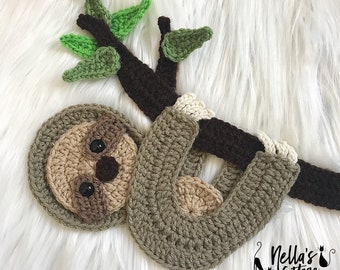 Crochet Pattern - INSTANT DOWNLOAD - Crochet Sloth - Sloth - Baby Sloth - Sloth Pattern - Appliqué Pattern - Sloths - Sloth Nursery