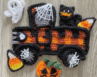 Crochet Pattern - INSANT PDF DOWNLOAD - Halloween Pattern - Trick or Treat Truck - Nellas Cottage - Halloween - Crochet - Pattern