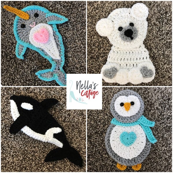 Crochet Pattern - INSTANT PDF DOWNLOAD - Pattern - Crochet - Orca Whale - Penguin - Narwhale - Polar Bear - Crochet Applique