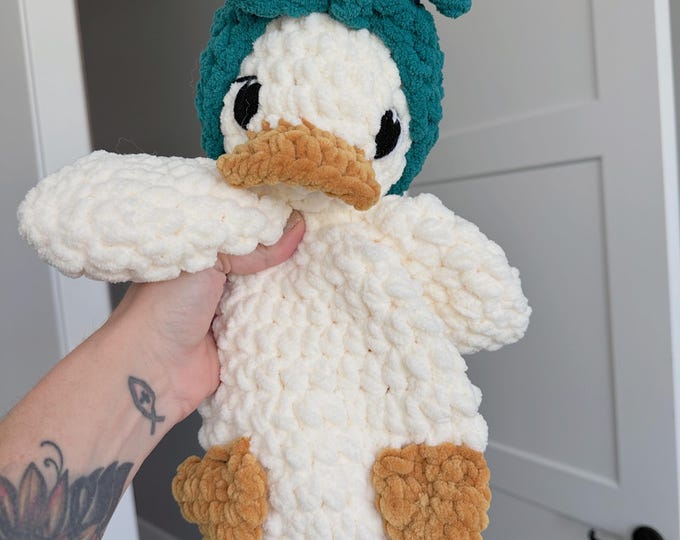 Featured listing image: Crocheted Duck Plushie - Stuffed Animals - Nellas Cottage - Duck Toy - Baby Duck  - Duck Amigurumi - Crochet - Handmade