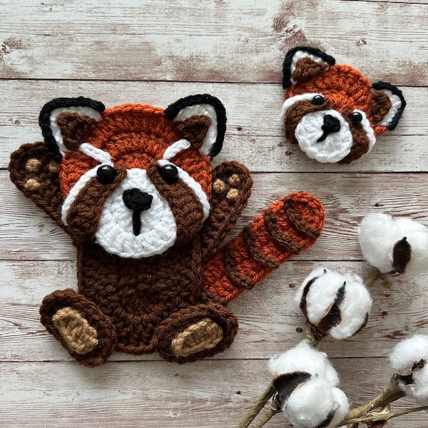 Crochet Pattern - INSTANT PDF DOWNLOAD - Nellas Cottage - Red Panda - Red Panda Crochet Pattern - Crochet Red Panda - Red Panda Appliques