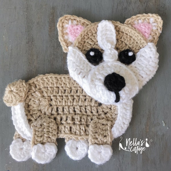 Crochet Pattern - INSTANT DOWNLOAD - Crochet Corgi - Nellas Cottage - Crochet - Corgi - Crochet Dog - Crochet Corgi - Corgi Applique