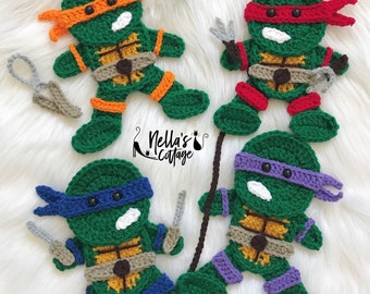 Crochet Pattern - INSTANT PDF DOWNLOAD - Pattern - Turtles - Ninjas - Crochet Patterns - Nellas Cottage Patterns - Patterns - Turtle Pattern