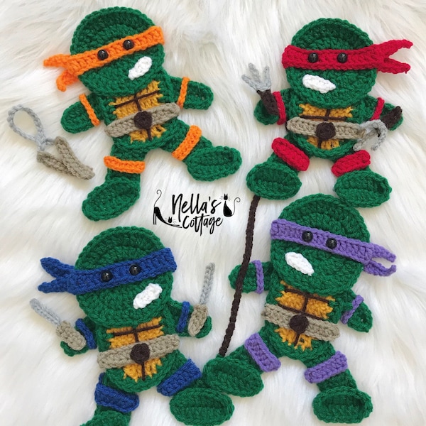Crochet Pattern - INSTANT PDF DOWNLOAD - Pattern - Turtles - Ninjas - Crochet Patterns - Nellas Cottage Patterns - Patterns - Turtle Pattern