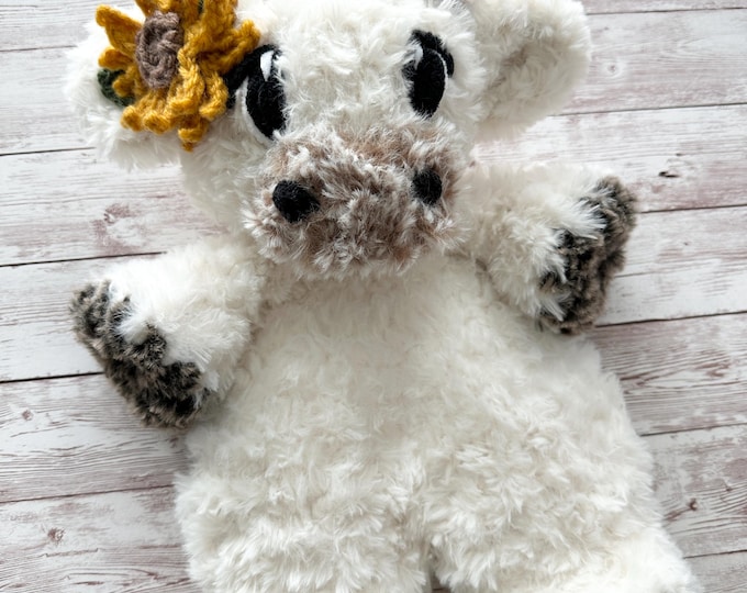 Featured listing image: Marley Moo Pattern - INSTANT PDF DOWNLOAD - Crochet Snuggler Pattern - Crochet Cow Pattern - Pattern - Stuffed Animal - Nellas Cottage