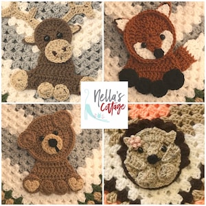 Crochet Pattern - INSTANT PDF DOWNLOAD - Pattern - Woodland Pattern - Crochet - Crochet Woodland - Moose - Bear - Hedgehog - Fox