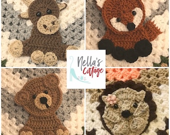 Crochet Pattern - INSTANT PDF DOWNLOAD - Pattern - Woodland Pattern - Crochet - Crochet Woodland - Moose - Bear - Hedgehog - Fox