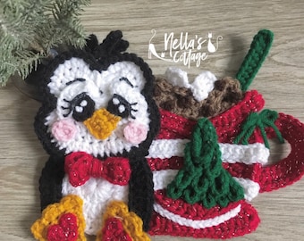 Crochet Pattern - Instant PDF DOWNLOAD - Christmas Penguin - Christmas - Nellas Cottage - Penguin Crochet -Patterns - Holiday Patterns