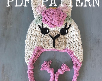 Crochet Pattern - INSTANT PDF DOWNLOAD- Llama Hat - Llama Pattern - Hat Pattern - Crochet Llama - Boho Llama - Boho Llama Hat Pattern