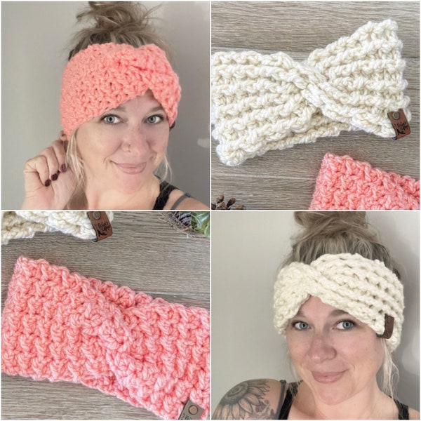 Crochet Pattern - INSTANT PDF DOWNLOAD - Crocheted Ear Warmers - Nellas Cottage - Ear Warmers - Magnolia Ear Warmer