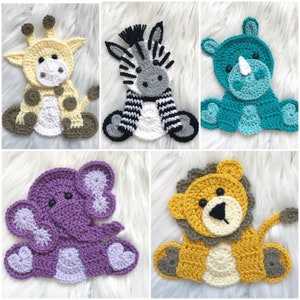 Crochet Pattern - INSTANT PDF DOWNLOAD - Zoo Animals - Crochet Zoo Animals - Crochet Patterns - Appliqué Patterns - Zebra - Elephant - Rhino