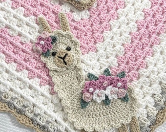 Baby Blanket - Crocheted Blanket - Blanket - Bedding - Baby Bedding - Llama Blanket - Llama Bedding - Nursery Bedding