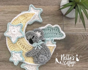 Crochet Pattern -INSTANT PDF DOWNLOAD - Koala Pattern - Crochet Koala - Crochet Moon and Koala - Nellas Cottage Patterns - Nellas Cottage