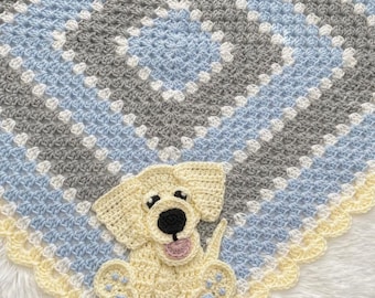 Crochet Baby Blanket - Baby Blanket - Handmade Baby Blanket - Puppy Baby Blanket - Crocheted Baby Blanket - Baby Puppy - Baby Dog