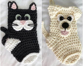 Crochet Pattern - INSTANT PDF DOWNLOAD - Crochet Stocking Pattern - Cat - Dog - Christmas Stocking - Pet Stockings - Nellas Cottage