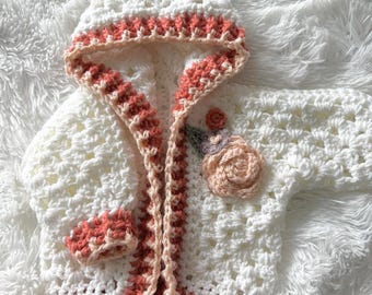 Crochet back zipper baby sweater deals