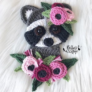 Crochet Pattern - INSTANT PDF DOWNLOAD - Crochet Raccoon - Boho - Boho Raccoon - Raccoon Pattern - Crochet Patterns - Applique Patterns