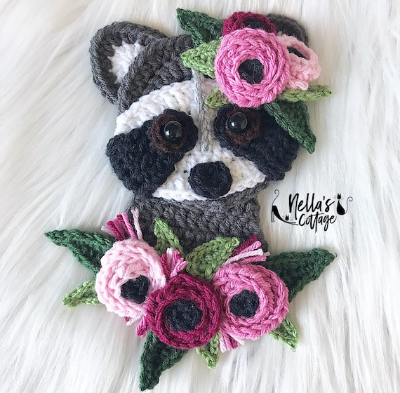 Crochet Pattern - INSTANT PDF DOWNLOAD - Crochet Raccoon - Boho - Boho Raccoon - Raccoon Pattern - Crochet Patterns - Applique Patterns