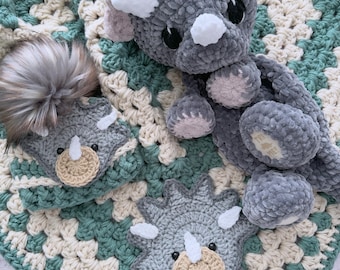 Crochet Baby Blanket - Baby Blanket - Handmade Baby Blanket - Dinosaur Baby Blanket - Crocheted Baby Blanket - Baby Dinosaur