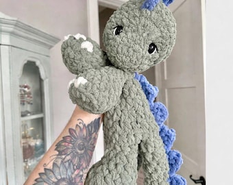 Crochet Dinosaur Plushie - Stuffed Animals - Nellas Cottage - Dinosaur Toy - Baby Dinosaur - T Rex Snuggler - Crochet - Dinosaur Snuggler