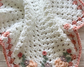 Blanket - Flower Baby Blanket - Crocheted Flower Blanket - Baby Blanket - Flower Blanket - Crocheted Baby Blanket