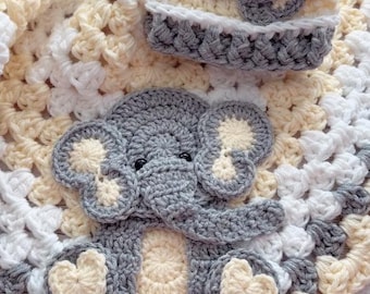 Crochet Baby Blanket - Baby Blanket - Handmade Baby Blanket - Elephant Baby Blanket - Crocheted Baby Blanket - Baby Elephant