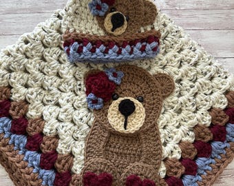 Baby Blanket - Handmade Blanket - Bear - Bear Blanket - Bear Bedding - Bear Gift - Gifts For Baby - Blanket - Bedding