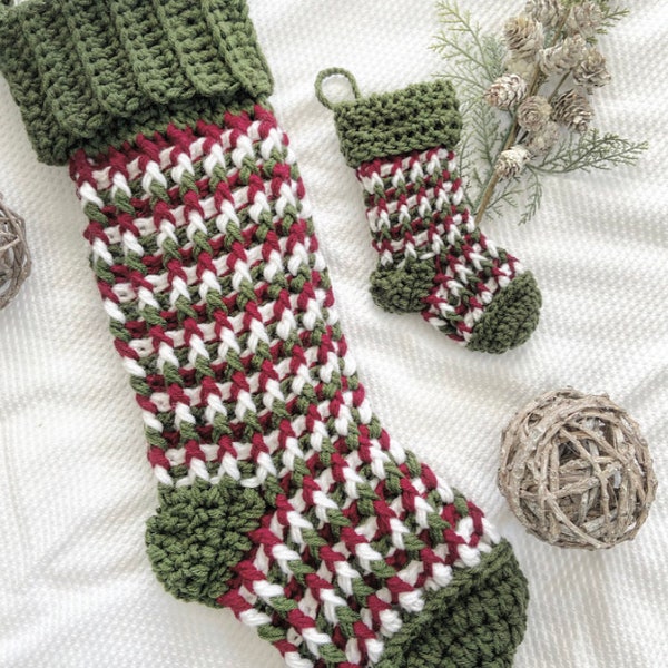 Crochet Pattern - INSTANT PDF DOWNLOAD - Crochet Stocking Pattern - Stocking - Christmas Stocking - Cozy Cabin Stocking - Nellas Cottage