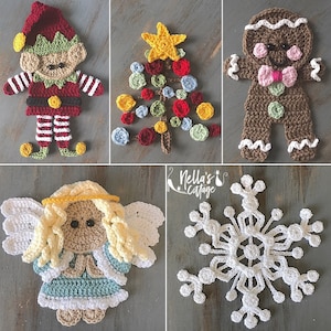 Crochet Pattern - INSTANT PDF DOWNLOAD - Christmas Crochet - Christmas - Crochet Appliqué - Holiday Crochet - Holiday - Angel - Snowflake