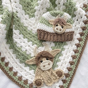 Crochet Baby Blanket - Baby Blanket - Handmade Baby Blanket - Cow Baby Blanket - Crocheted Baby Blanket - Baby Cow