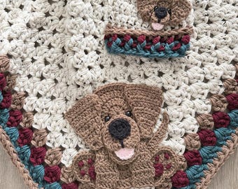 Crochet Baby Blanket - Baby Blanket - Handmade Baby Blanket - Puppy Baby Blanket - Crocheted Baby Blanket - Baby Puppy - Baby Dog
