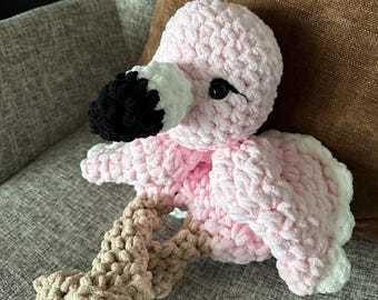 Crochet Flamingo Plushie - Stuffed Animals - Nellas Cottage - Flamingo Toy - Baby Flamino - Flamingo Snuggler - Crochet - Flamingo Snuggler