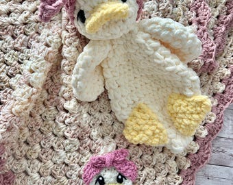 Crocheted Duck Baby Blanket – Soft Acrylic, Handmade Nursery Decor