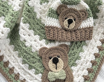 Crochet Baby Blanket - Baby Blanket - Handmade Baby Blanket - Baby Bear Blanket - Crocheted Baby Blanket - Baby Bear