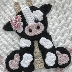Crochet Pattern - INSTANT PDF DOWNLOAD - Nellas Cottage - Betty Ruth - Crochet Cow - Cow Applique - Crochet Cow Applique - Cows - Baby Cow