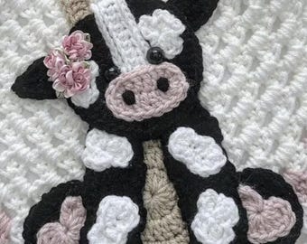 Crochet Pattern - INSTANT PDF DOWNLOAD - Nellas Cottage - Betty Ruth - Crochet Cow - Cow Applique - Crochet Cow Applique - Cows - Baby Cow