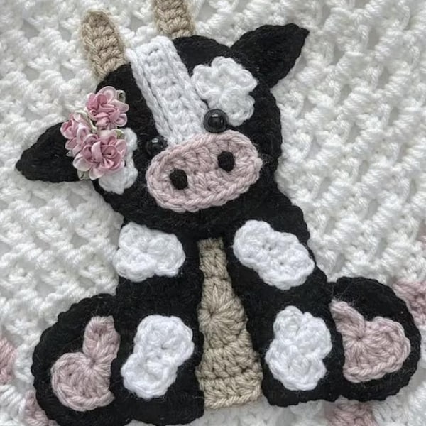 Crochet Pattern - INSTANT PDF DOWNLOAD - Nellas Cottage - Betty Ruth - Crochet Cow - Cow Applique - Crochet Cow Applique - Cows - Baby Cow