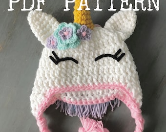 Crochet Pattern - INSTANT PDF DOWNLOAD - Unicorn Hat Pattern - Crochet Unicorn - Unicorn - Unicorn pattern - Crochet Unicorn Hat Pattern