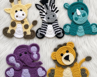 Crochet Zoo Animal Applique Pattern - Beginner Friendly (PDF Download)