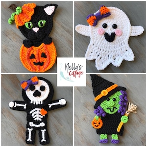 Spooky Halloween Friends - INSTANT DOWNLOAD PDF - Crochet Pattern - Halloween Pattern - Appliqué Pattern - Crochet - Patterns - Pattern