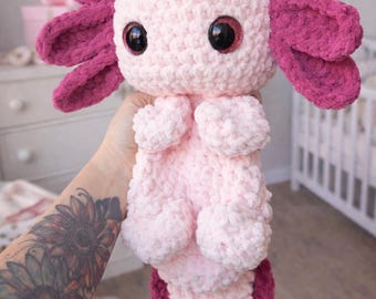 Crocheted Axolotl Plushie - Stuffed Animals - Nellas Cottage - Axolotl Toy - Baby Axolotl  - Axolotl Amigurumi - Crochet - Handmade