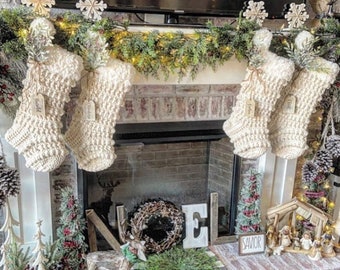 Ivory Sparkle Luxury Crocheted Christmas Stocking