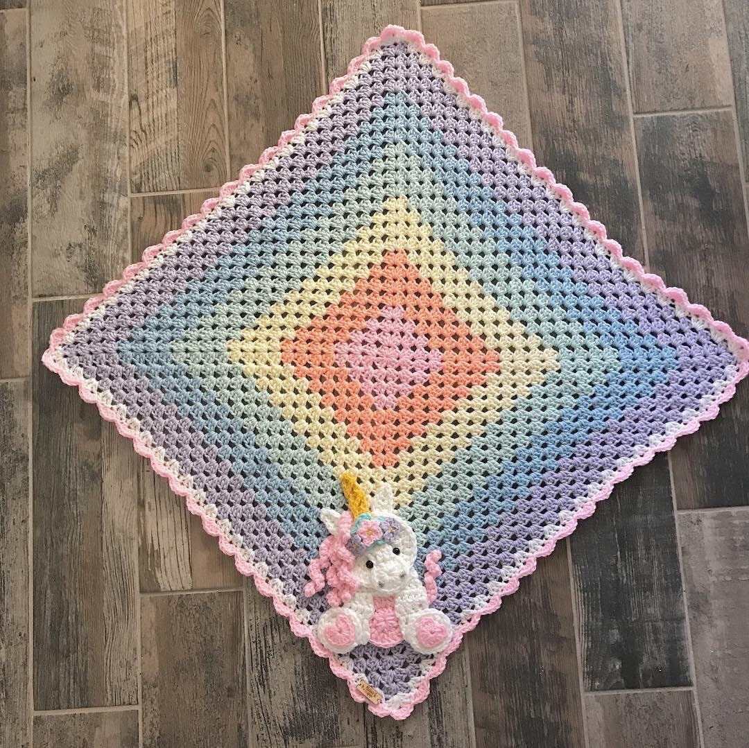 Crochet Baby Blanket Baby Blanket Handmade Baby Blanket Unicorn