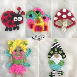 Crochet Pattern - INSTANT PDF DOWNLOAD - Garden Fairy Friends - Fairy - Lady Bug - Gnome - Castle - Toadstool - Crochet - Pattern - Nella