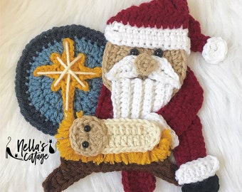 Crochet Pattern - INSTANT PDF DOWNLOAD - Nellas Cottage - Every Knee Will Bow - Crochet Santa and Jesus - Baby Jesus - Christmas Patterns