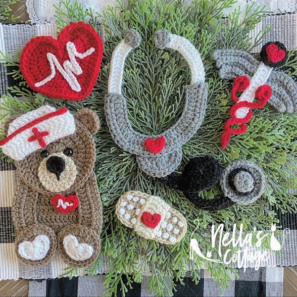 Crochet Applique Pattern - Nurse Theme (PDF Pattern)