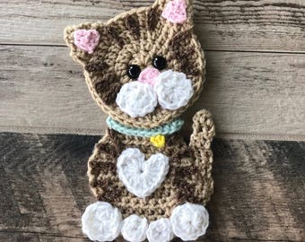 Crochet Pattern - INSTANT PDF DOWNLOAD - Pattern - Applique - Kitty - Cat - Crocheted - Handmade - Purr- Cute - Kitten - Kitty Cat