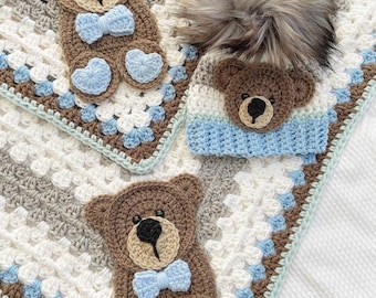 Crochet Baby Blanket - Baby Blanket - Handmade Baby Blanket - Baby Bear Blanket - Crocheted Baby Blanket - Baby Bear