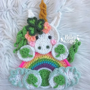 Crochet Pattern - INSTANT PDF DOWNLOAD - Unicorn Pattern - Crochet Unicorn - Lucky - St Patricks Day - Unicorns - Unicorn Applique